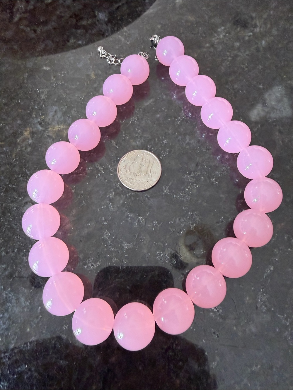 Pink Beaded Statement Necklace - Brand Unknown